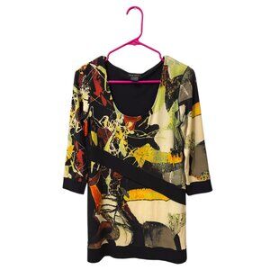 Eva Varro Women's Abstract Print Tunic Top Size S Polyester Spandex Wearable Art
